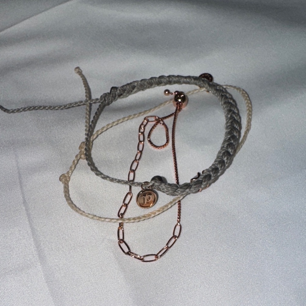 Pura Vida Elegant Gray and Rose Gold Bracelet Set